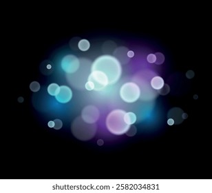 Blurred bokeh magic. Glowing dust and glittering backdrops for holidays and celebrations in violet color. Shine, glitter, sparkles, dust.