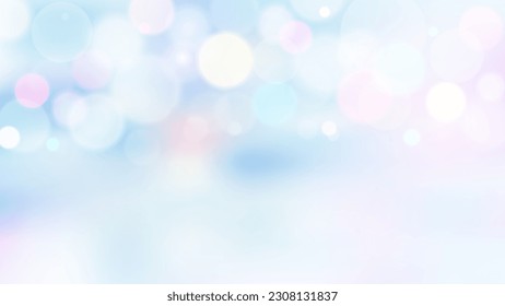 Fondo de luces suaves de bokeh borrosas. Delicados colores rosa pastel y azul. Retroceso romántico vector de sueño con espacio de copia para texto. Hermoso bokeh de burbujas y textura de flor.