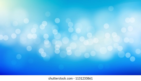 Blurred bright abstract bokeh on blue background. Vector illustration.