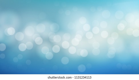 Blurred bright abstract bokeh on blue background. Vector illustration.
