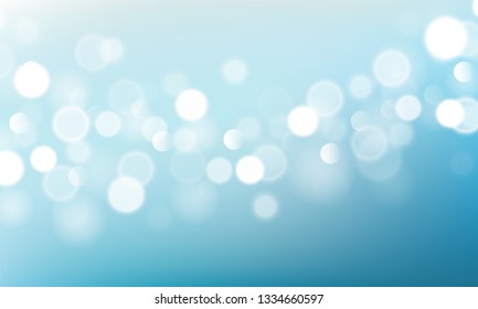 Blurred bright abstract bokeh on blue background. Vector illustration.