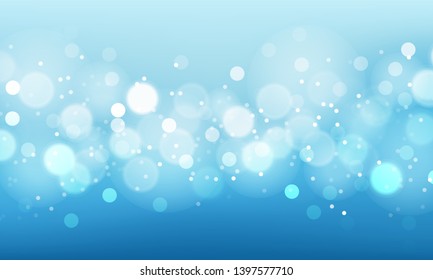 Blurred bright abstract bokeh on blue background. Vector illustration.