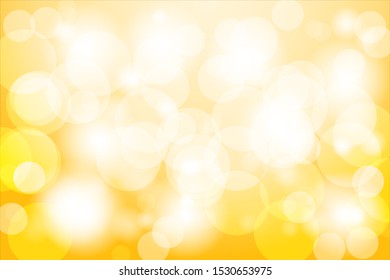 Blurred bright abstract bokeh on yellow background. Vector illustration.