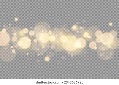 Blurred bright abstract bokeh on a transparent background.Light effect.Dust.Background.