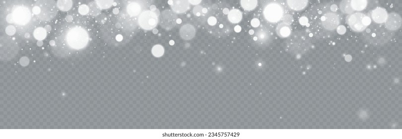 Blurred bright abstract bokeh on a transparent background.Light effect.Dust.Background.