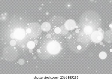 Blurred bright abstract bokeh on a transparent background.Light effect.Dust.Background.