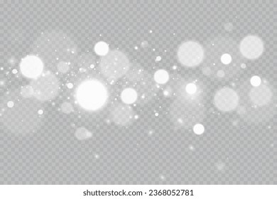 Blurred bright abstract bokeh on a transparent background.Light effect.Dust.Background.