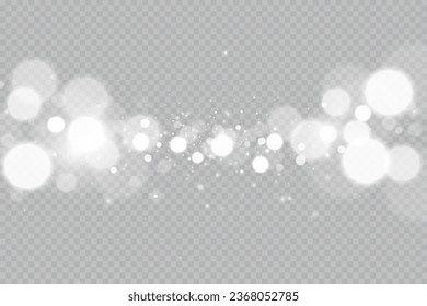 Blurred bright abstract bokeh on a transparent background.Light effect.Dust.Background.