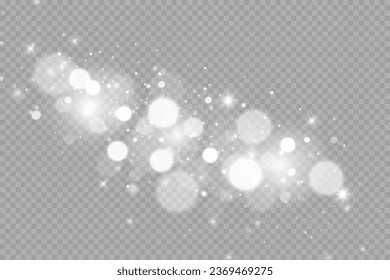 Blurred bright abstract bokeh on a transparent background.Light effect.Dust.Background.