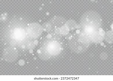 Blurred bright abstract bokeh on a transparent background.Light effect.Dust.Background.	