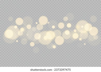 Blurred bright abstract bokeh on a transparent background.Light effect.Dust.Background.