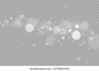 Blurred bright abstract bokeh on a transparent background.Light effect.Dust.Background.