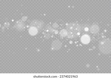 Blurred bright abstract bokeh on a transparent background.Light effect.Dust.Background.