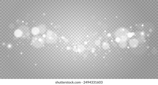 Blurred bright abstract bokeh on a transparent background.Light effect.Dust.Background.	