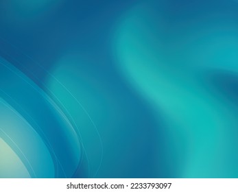 Blurred bright blue and green abstract background with geometric shapes in curves and parallel lines.