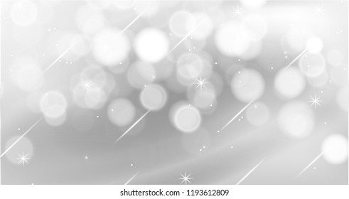 Blurred bright bokeh on galaxy and Meteor shower is falling background. Vector illustration.
