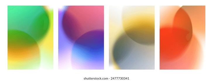 Blurred bubbles. Set of abstract backgrounds with soft color gradient round shapes. Vector illustration.