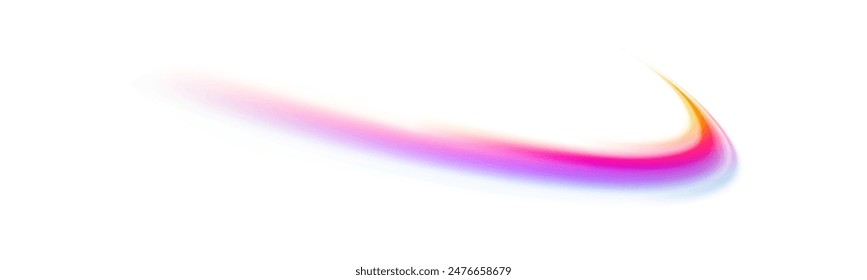 Blurred car light motion effect, city road background with long exposure night lights with dynamic flashlight red and blue colors. Light arc in neon colors, in the form of a turn and a zigzag. 