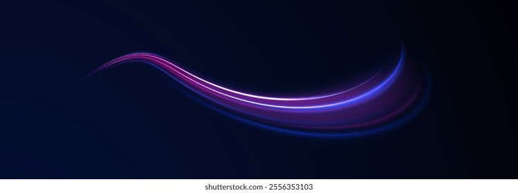 Blurred car light motion effect, city road background with long exposure night lights. Png,  ray, abstract, energy, pack, effect. Acceleration speed motion on night road. Magic moving fast speed lines
