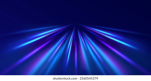 Blurred car light motion effect, city road background with long exposure night lights. Png,  ray, abstract, energy, pack, effect. Magic moving fast speed lines. 