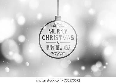 blurred christmas background with lights and snow