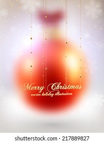 Blurred Christmas Ball. Xmas Decorations. Blur Silver Snowflakes. Holiday Design for New Year Greeting Cards, Posters and Flyers. Vector. 