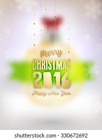 Blurred Christmas Ball. Xmas Decorations. Blur Silver Snowflakes. Holiday Design for New Year Greeting Cards, Posters and Flyers. Vector. 2016