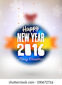 Blurred Christmas Ball. Xmas Decorations. Blur Silver Snowflakes. Holiday Design for New Year Greeting Cards, Posters and Flyers. Vector. 2016