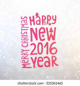 Blurred Christmas Lights for Xmas Holiday Design. Abstract Vector Illustration. Happy New 2016 Year Label.