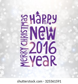 Blurred Christmas Lights for Xmas Holiday Design. Abstract Vector Illustration. Happy New 2016 Year Label.