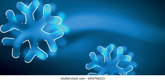 Borroso fondo abstracto de copo de nieve de Navidad, diseño mínimo estilizado, colores brillantes de neón. Fondo de neón vectorial. Fondo de nieve. Nieve brillante de Año Nuevo