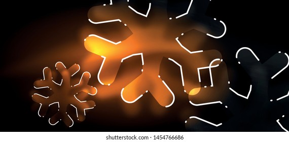 Borroso fondo abstracto de copo de nieve de Navidad, diseño mínimo estilizado, colores brillantes de neón. Fondo de neón vectorial. Fondo de nieve. Nieve brillante de Año Nuevo