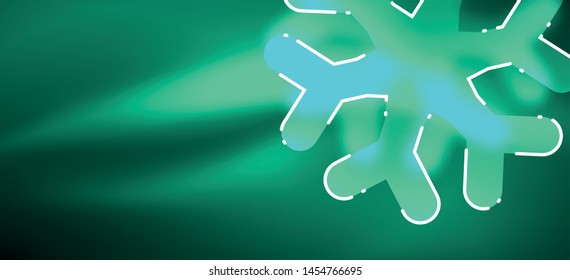 Borroso fondo abstracto de copo de nieve de Navidad, diseño mínimo estilizado, colores brillantes de neón. Fondo de neón vectorial. Fondo de nieve. Nieve brillante de Año Nuevo