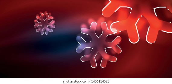 Unscharfer Weihnachtsschneeflocken, abstrakter Hintergrund, minimales Design, neonfarbige Farben. Vektorneonhintergrund. Schneehintergrund. Schnee im Neujahr