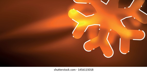 Blurred Christmas snowflake abstract background, stylized minimal design, neon glowing colors. Vector neon background. Snow background. New Year glowing snow