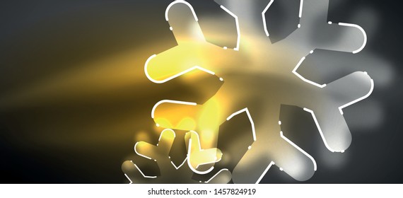 Borroso fondo abstracto de copo de nieve de Navidad, diseño mínimo estilizado, colores brillantes de neón. Fondo de neón vectorial. Fondo de nieve. Nieve brillante de Año Nuevo