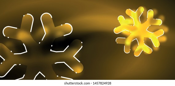Borroso fondo abstracto de copo de nieve de Navidad, diseño mínimo estilizado, colores brillantes de neón. Fondo de neón vectorial. Fondo de nieve. Nieve brillante de Año Nuevo