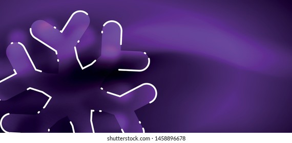 Blurred Christmas snowflake abstract background, stylized minimal design, neon glowing colors. Vector neon background. Snow background. New Year glowing snow