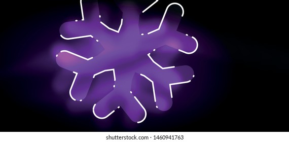 Borroso fondo abstracto de copo de nieve de Navidad, diseño mínimo estilizado, colores brillantes de neón. Fondo de neón vectorial. Fondo de nieve. Nieve brillante de Año Nuevo