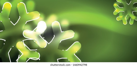 Blurred Christmas snowflake abstract background, stylized minimal design, neon glowing colors. Vector neon background. Snow background. New Year glowing snow