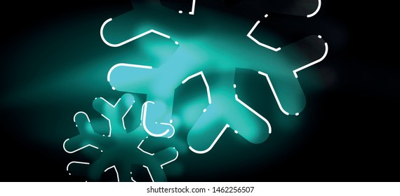 Blurred Christmas snowflake abstract background, stylized minimal design, neon glowing colors. Vector neon background. Snow background. New Year glowing snow
