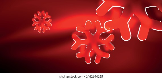 Borroso fondo abstracto de copo de nieve de Navidad, diseño mínimo estilizado, colores brillantes de neón. Fondo de neón vectorial. Fondo de nieve. Nieve brillante de Año Nuevo