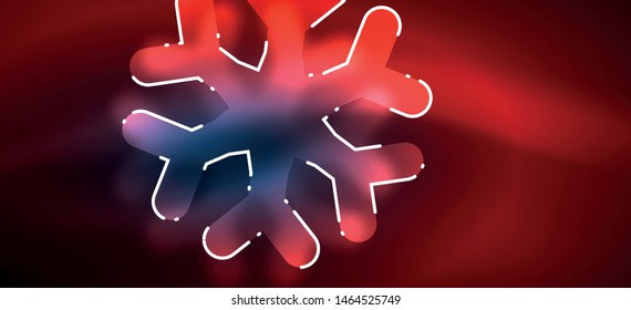 Unscharfer Weihnachtsschneeflocken, abstrakter Hintergrund, minimales Design, neonfarbige Farben. Vektorneonhintergrund. Schneehintergrund. Schnee im Neujahr