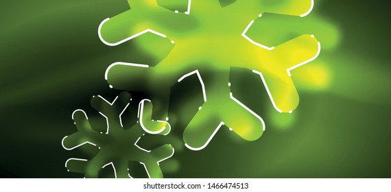 Blurred Christmas snowflake abstract background, stylized minimal design, neon glowing colors. Vector neon background. Snow background. New Year glowing snow