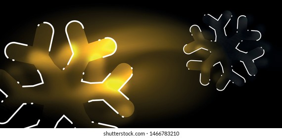 Borroso fondo abstracto de copo de nieve de Navidad, diseño mínimo estilizado, colores brillantes de neón. Fondo de neón vectorial. Fondo de nieve. Nieve brillante de Año Nuevo
