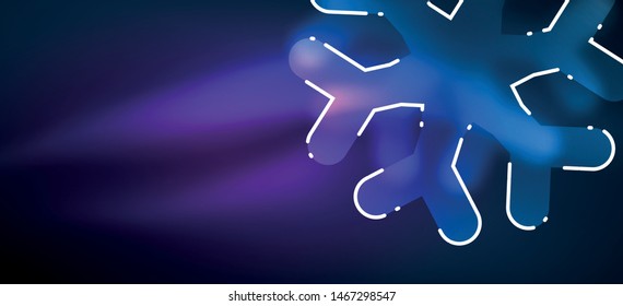 Borroso fondo abstracto de copos de nieve de Navidad, diseño mínimo estilizado, colores brillantes neones. Fondo de neón vectorial.Fondo de nieve. nieve brillante de Año Nuevo