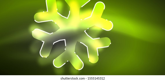 Borroso fondo abstracto de copo de nieve de Navidad, diseño mínimo estilizado, colores brillantes de neón. Fondo de neón vectorial. Fondo de nieve. Nieve brillante de Año Nuevo