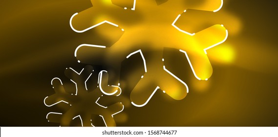 Unscharfer Weihnachtsschneeflocken, abstrakter Hintergrund, minimales Design, neonfarbige Farben. Vektorneonhintergrund. Schneehintergrund. Schnee im Neujahr