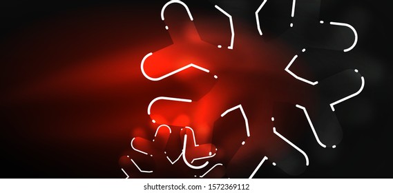 Blurred Christmas snowflake abstract background, stylized minimal design, neon glowing colors. Vector neon background. Snow background. New Year glowing snow