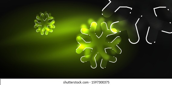 Unscharfer Weihnachtsschneeflocken, abstrakter Hintergrund, minimales Design, neonfarbige Farben. Vektorneonhintergrund. Schneehintergrund. Schnee im Neujahr